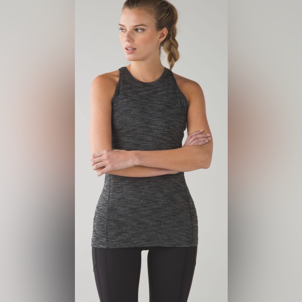LULULEMON Trapeze Twist Tank Top Heathered Grey/Black Size:8